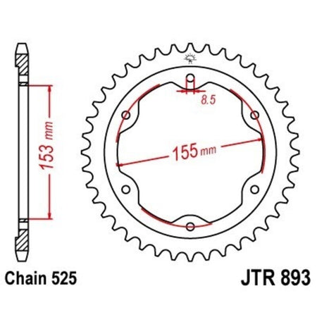 EK kettingkit 525 ZVX3 17/38 – 112 schakels, JT stalen achtertandwiel