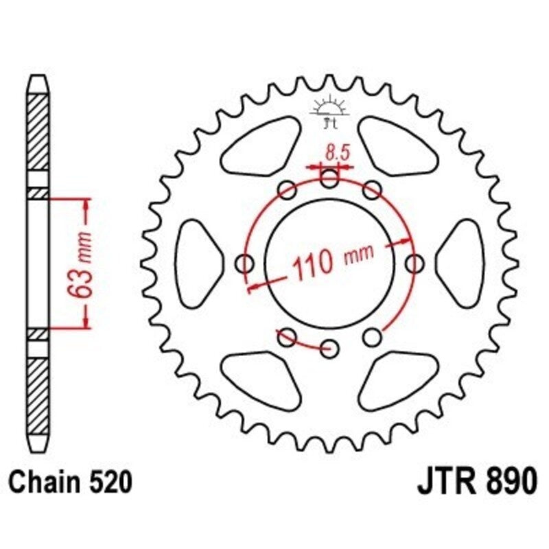 EK kettingkit 520 SROZ2 14/45 – 112 schakels, JT stalen achtertandwiel
