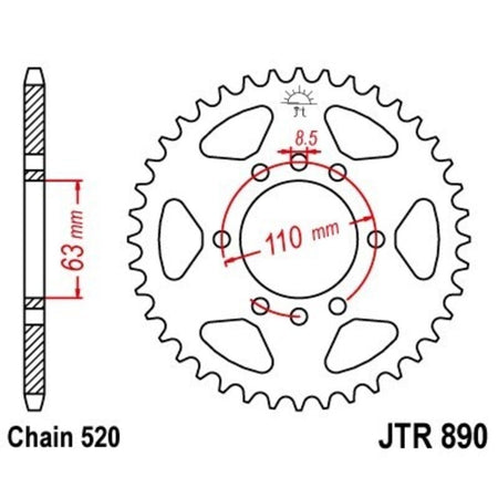 EK kettingkit 520 SROZ2 14/45 – 112 schakels, JT stalen achtertandwiel