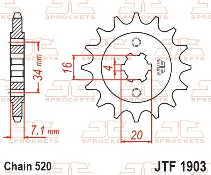 EK kettingkit 520 SRX2 14/45 – 118 schakels, JT stalen achtertandwiel – art. 3073395