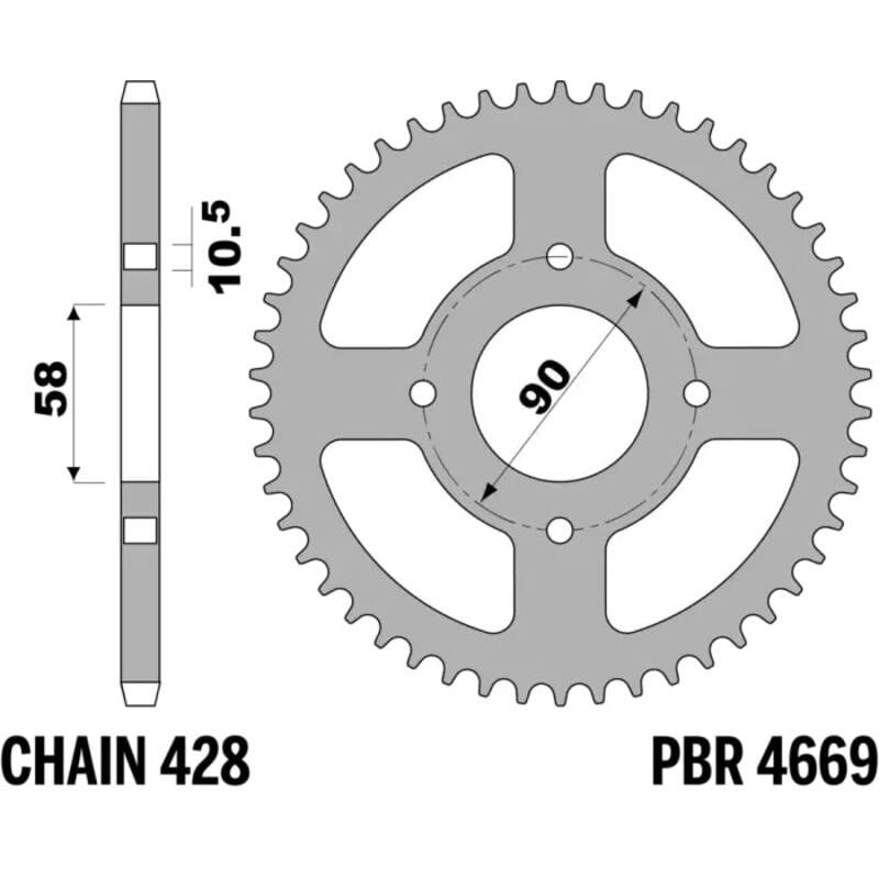 EK kettingkit 428 ZVX 14/45 – 122 schakels, JT stalen achtertandwiel