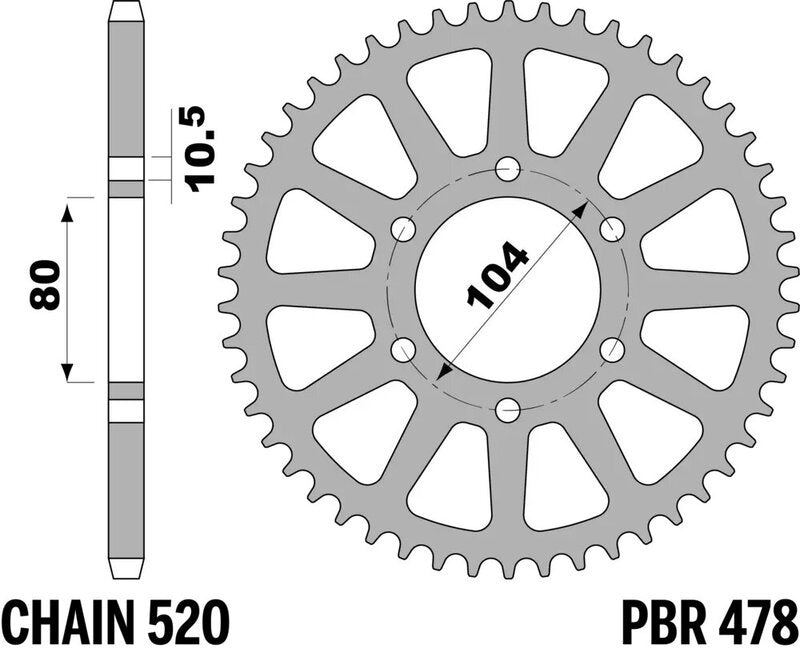 EK kettingkit 520 SROZ2 14/48 – 114 schakels, PBR stalen achtertandwiel