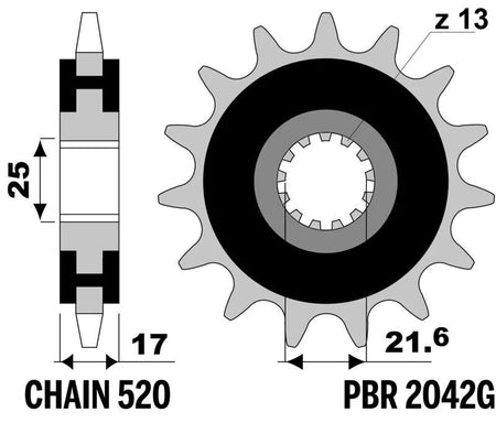 EK kettingkit 520 SRX2 15/43 – 116 schakels, PBR stalen achtertandwiel – art. 3073409