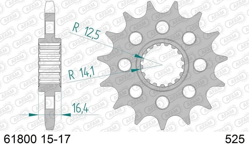 EK kettingkit 525 Z/3D 17/42 – 120 schakels, PBR stalen achtertandwiel