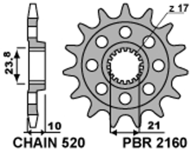 EK kettingkit 520 M3 13/49 – 114 schakels, PBR stalen achtertandwiel – art. 3073455