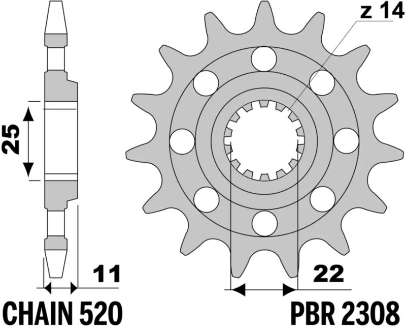 EK kettingkit 520 MRD7 13/49 – 116 schakels, PBR aluminium achtertandwiel – art. 3073463