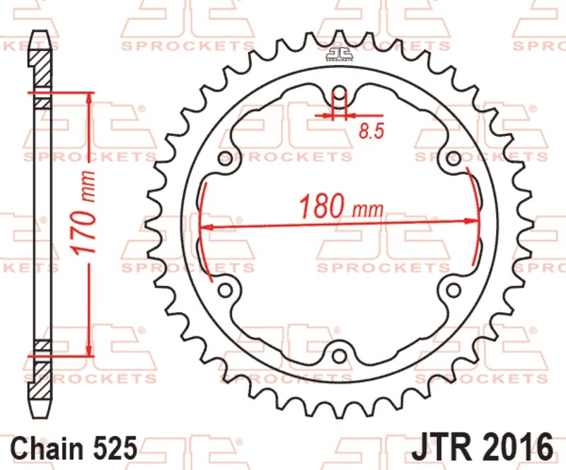 EK kettingkit 525 ZVX3 17/44 – 118 schakels, JT stalen achtertandwiel – art. 3073494