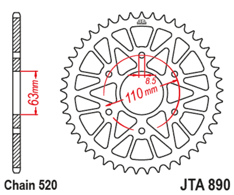 EK kettingkit 520 SRX2 15/45 – 112 schakels, JT aluminium achtertandwiel