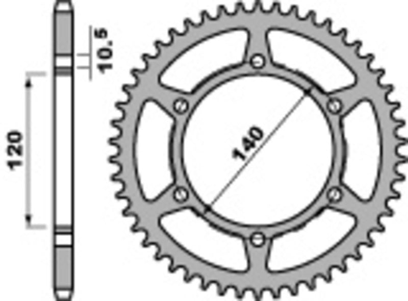 EK kettingkit 520 SRX2 14/46 – 118 schakels, PBR stalen achtertandwiel