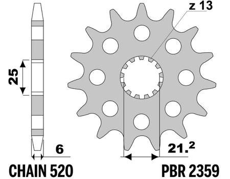 EK kettingkit 520 SRX2 14/47 – 116 schakels, PBR stalen achtertandwiel – art. 3073539