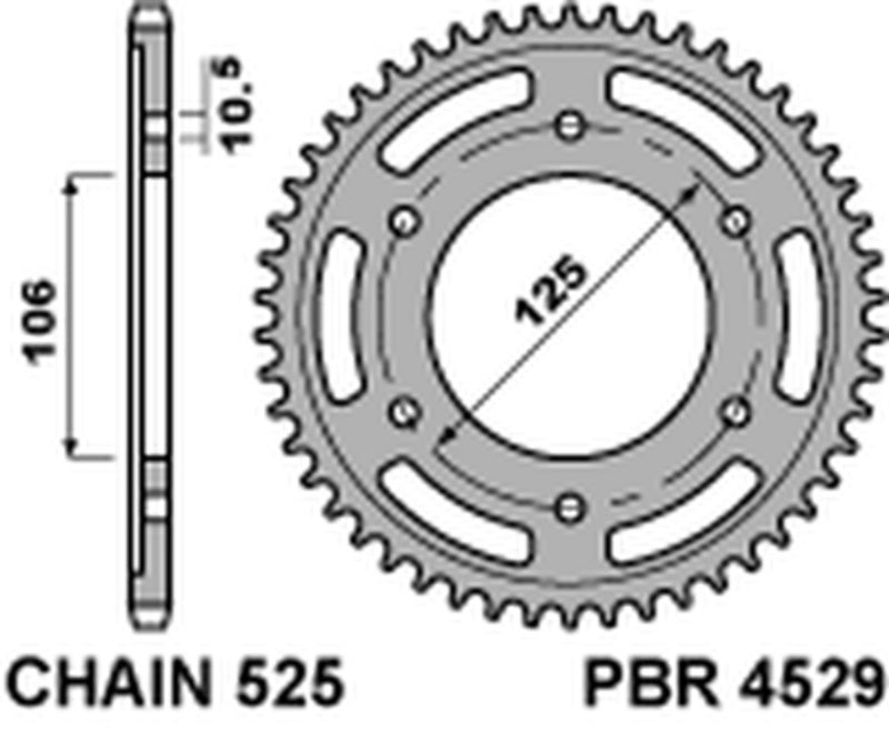EK kettingkit 525 MVXZ2 17/37 – 108 schakels, PBR stalen achtertandwiel