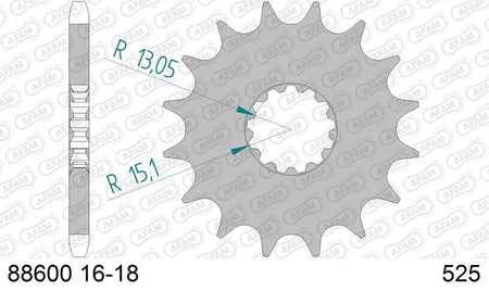 EK kettingkit 525 18/43 – 106 schakels, stalen achtertandwiel