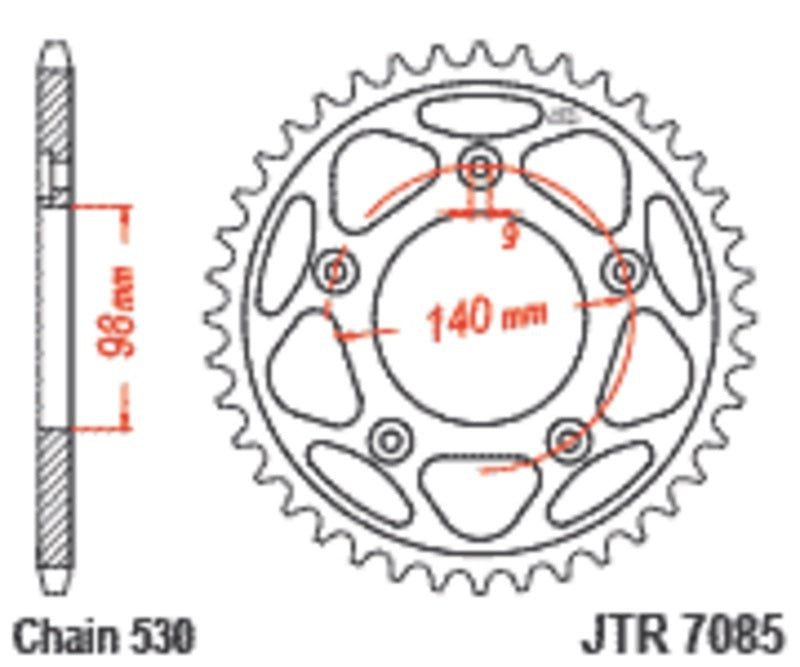 EK kettingkit 530 ZVX3 19/48 – 128 schakels, JT stalen achtertandwiel