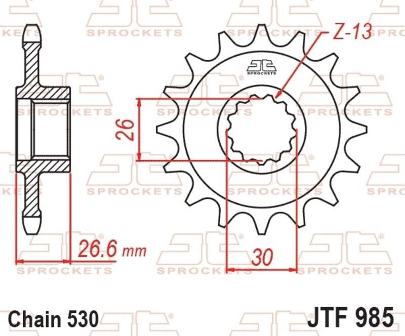 EK kettingkit 530 ZVX3 19/48 – 128 schakels, JT stalen achtertandwiel