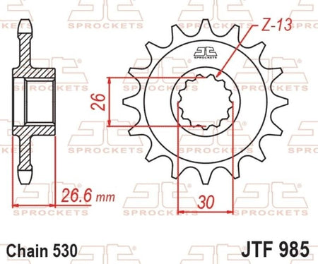 EK kettingkit 530 ZVX3 19/48 – 128 schakels, JT stalen achtertandwiel