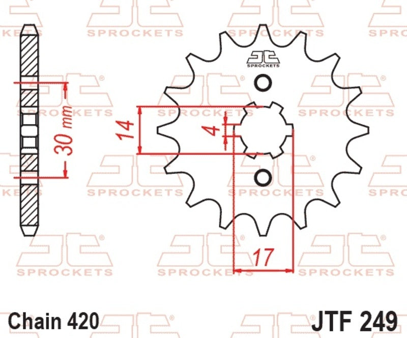 EK kettingkit 420 SR 14/37 – 98 schakels, JT stalen achtertandwiel