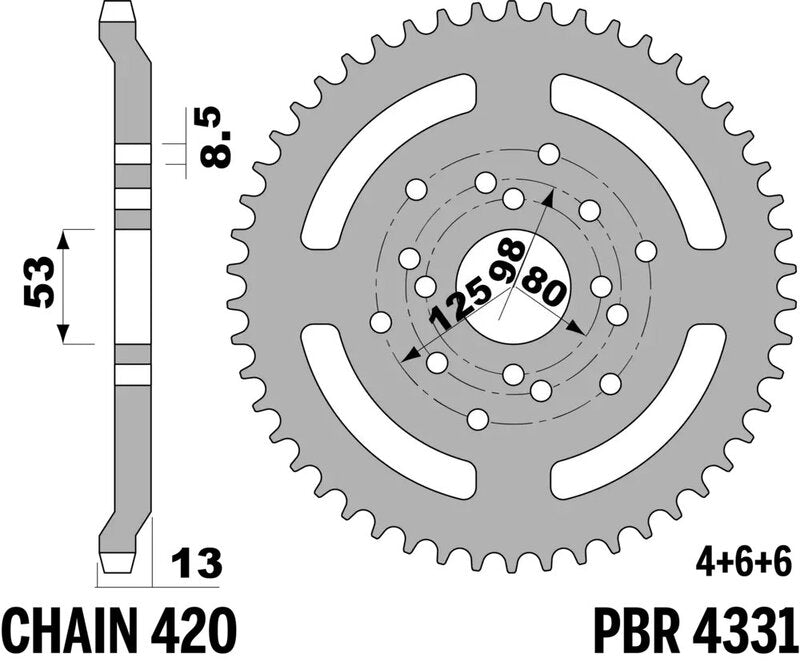 EK kettingkit 420 DEH 12/53 – 130 schakels, PBR stalen achtertandwiel