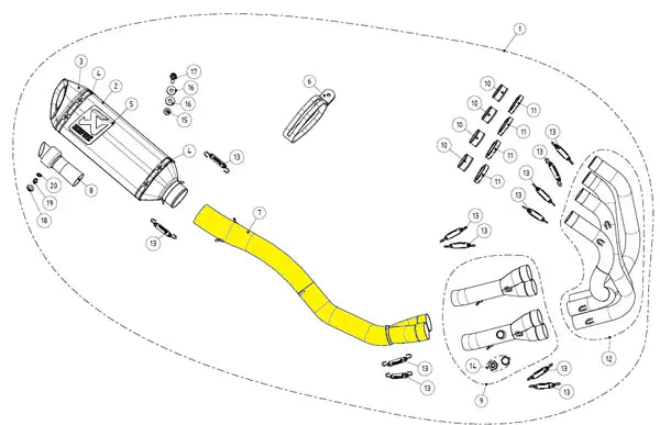 Akrapovic vervangende uitlaat onderdelen zilver
