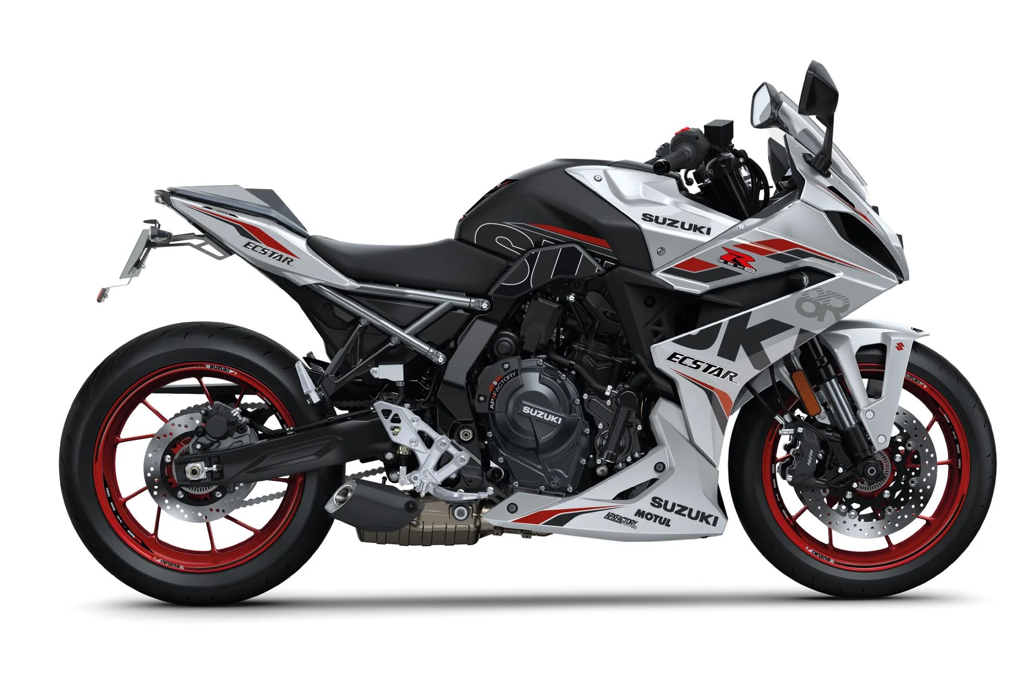 Stickerset GSX8R Sport, zilver/dnkr rood