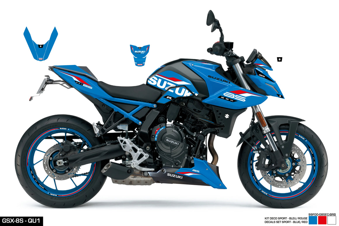 Stickerset GSX-8S Sport, Blauw/Rood