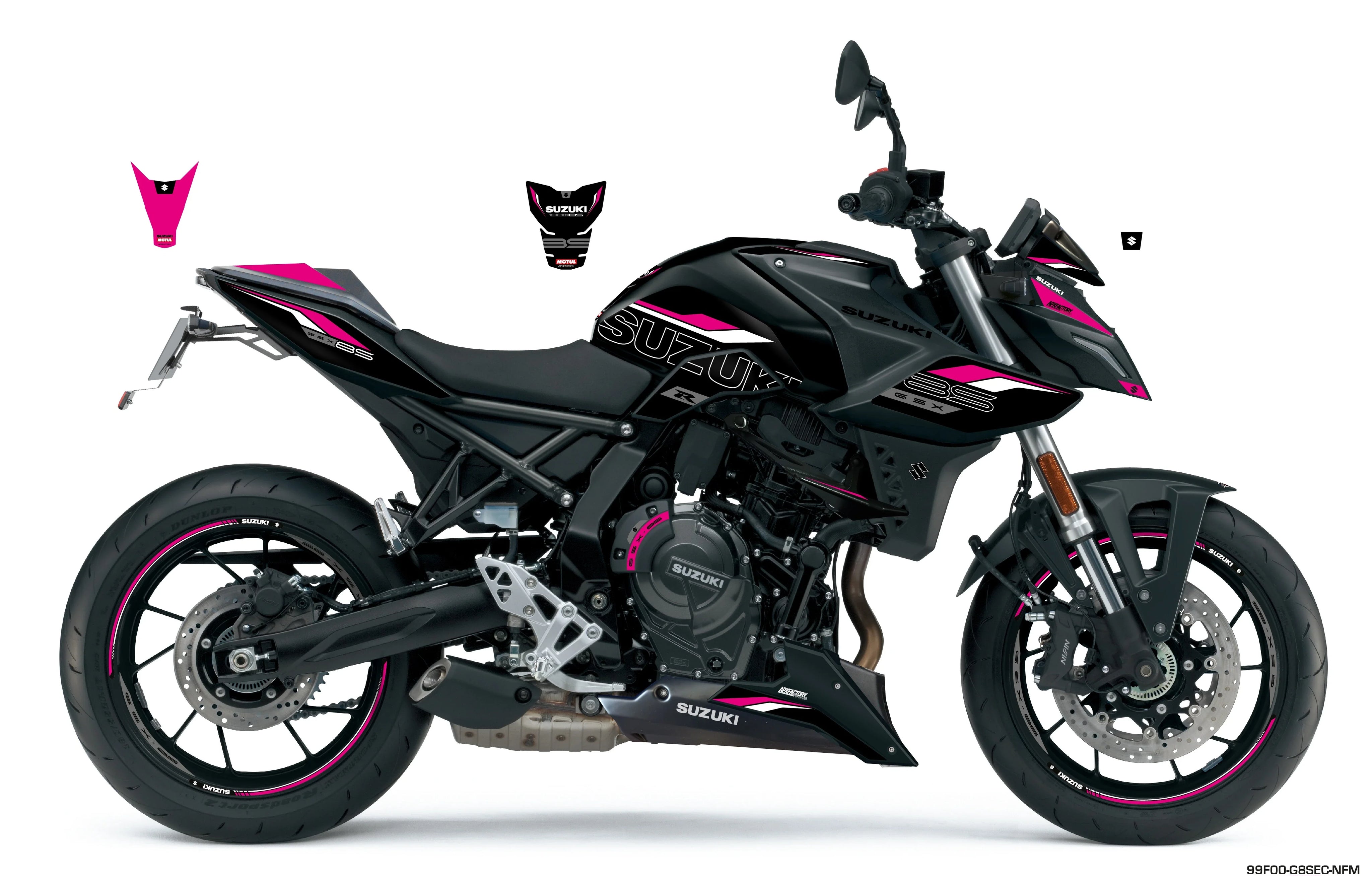 Stickerset GSX-8S Sport, Zwart/Roze/Grij
