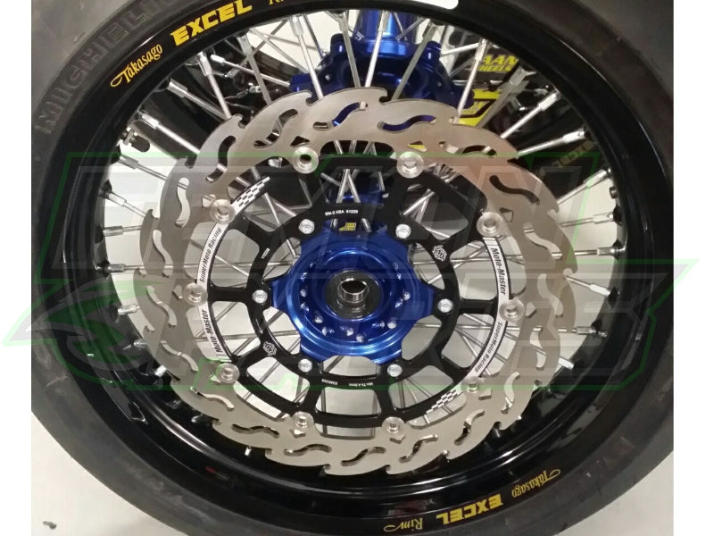 Set Supermoto wielen HAAN Wheels - Zwarte velgen - Gekleurde naaf