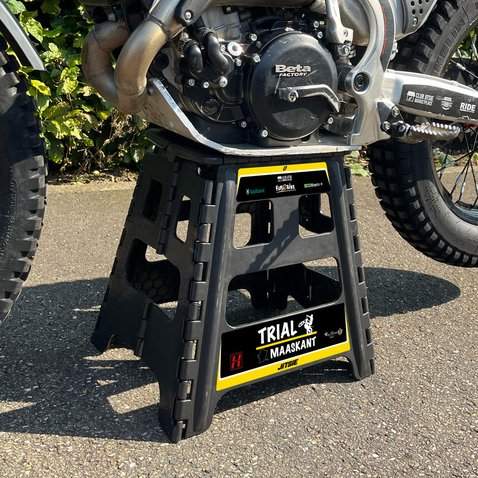 Foldable Plastic Moto Stand Stickers Trial Maaskant