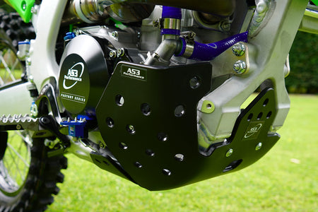 KAWASAKI KX 250 2021 AS3 DTC PLASTIC SKID PLATE AND LINKAGE GUARD BLACK