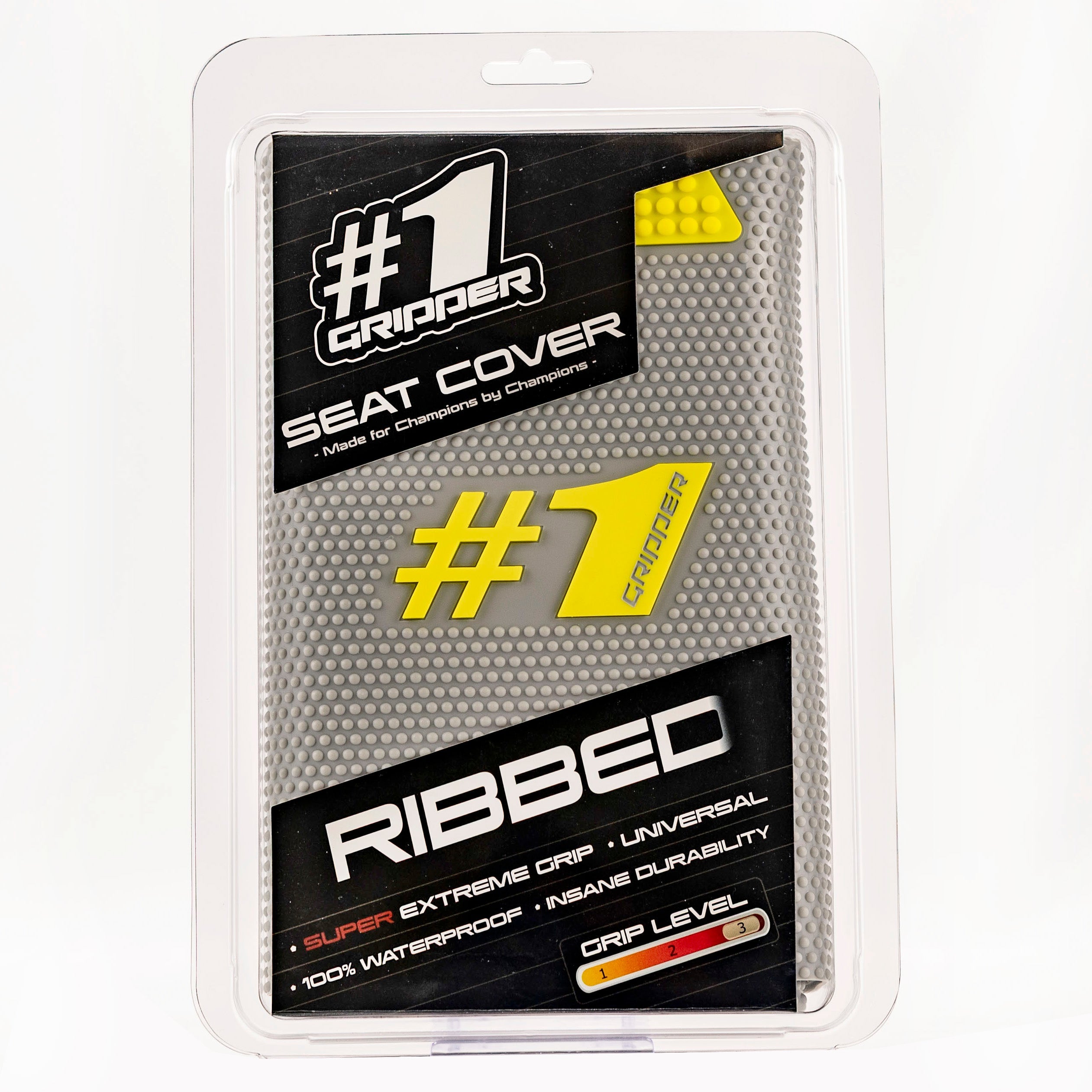 RIBBED Seat Cover - Light Grey/Neon Yellow