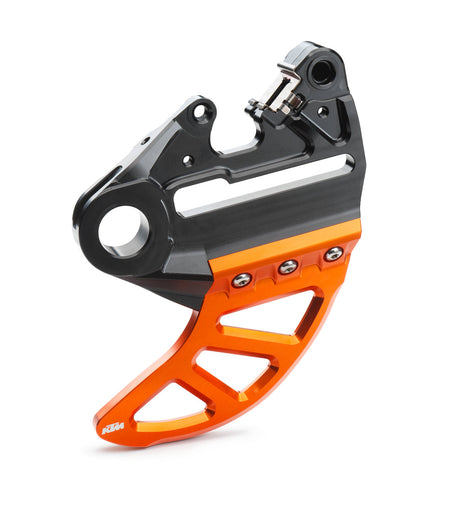 Brake caliper support with brake disc guard 