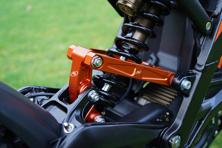 SUR-RON LIGHT BEE 2018-2024 AS3 UPGRADED BILLET ALUMINIUM REAR SUSPENSION LINKAGE ORANGE