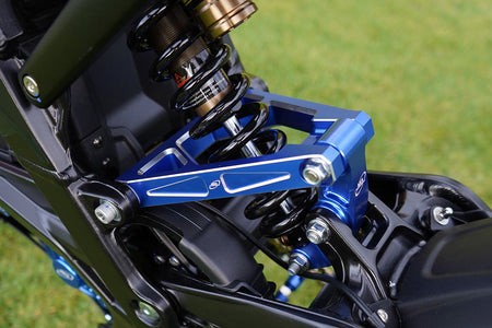 SUR-RON LIGHT BEE 2018-2024 AS3 UPGRADED BILLET ALUMINIUM REAR SUSPENSION LINKAGE ARM TRIANGLE BLUE