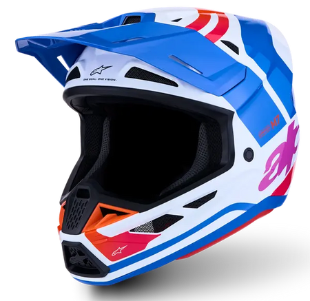 Alpinestars Helm SM7 CORE Wit/Blauw/Roze