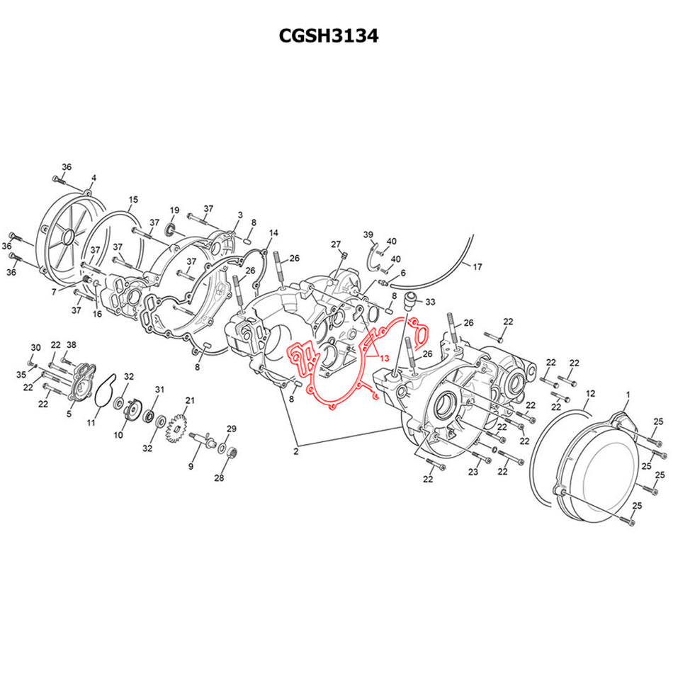 Jitsie Central Engine Crankcase Gasket 1.2MM Scorpa SC 250/290/300 15-22, Sherco ST 250/290/300 11-22