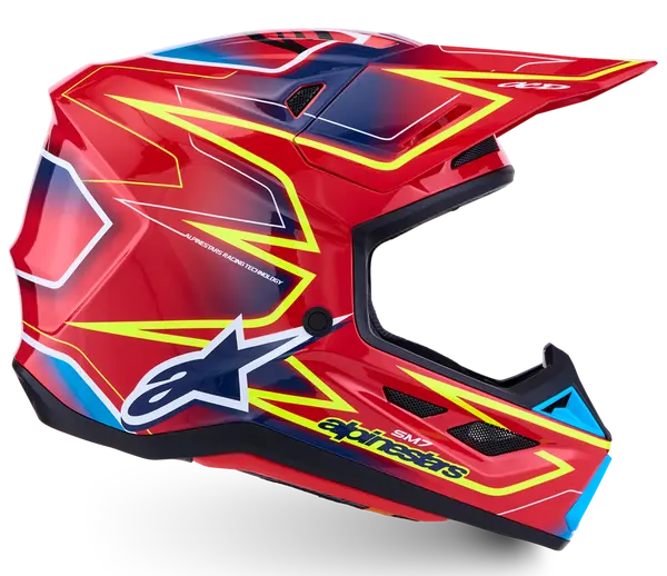 Alpinestars Helm SM7 CAST Rood/Geel/Blauw