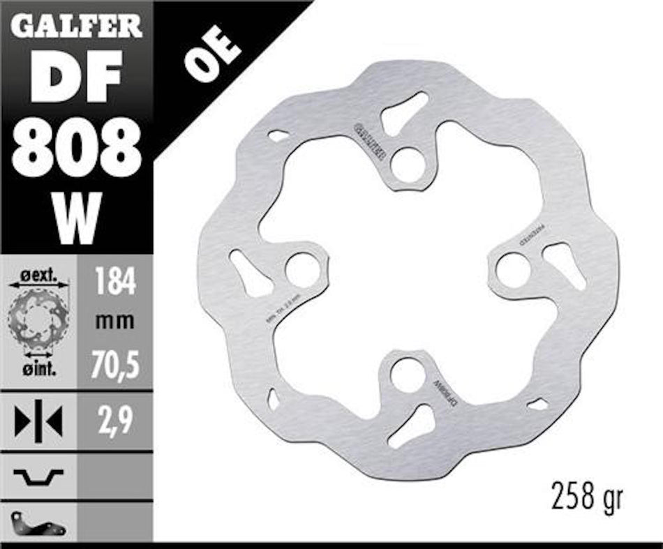 Galfer Front Brake Disc Gas Gas Pro/Racing/GP 07-25, Scorpa SC/SC-F 15-25, Sherco ST/ST-F 02-25, TRS One 16-25, Vertigo 16-25