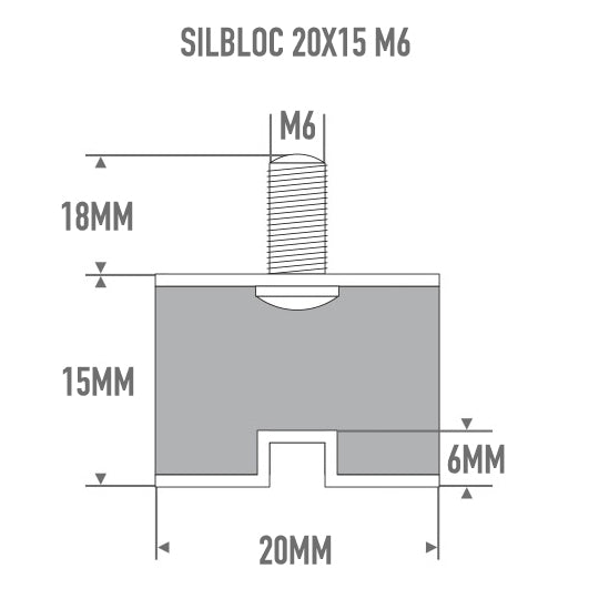 Jitsie Rubber Silent Block 20X15MM M6X18MM