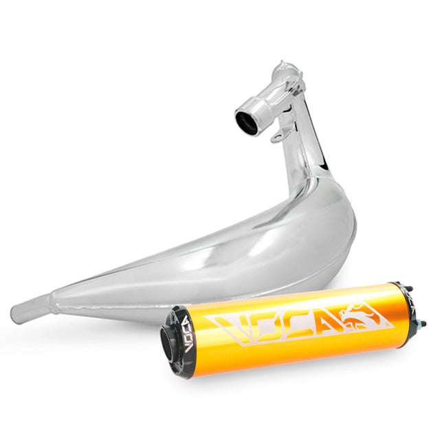 VOCA Cross Chromed uitlaat 50/70cc (CE) – Derbi Senda / DRD, Aprilia RX / SX