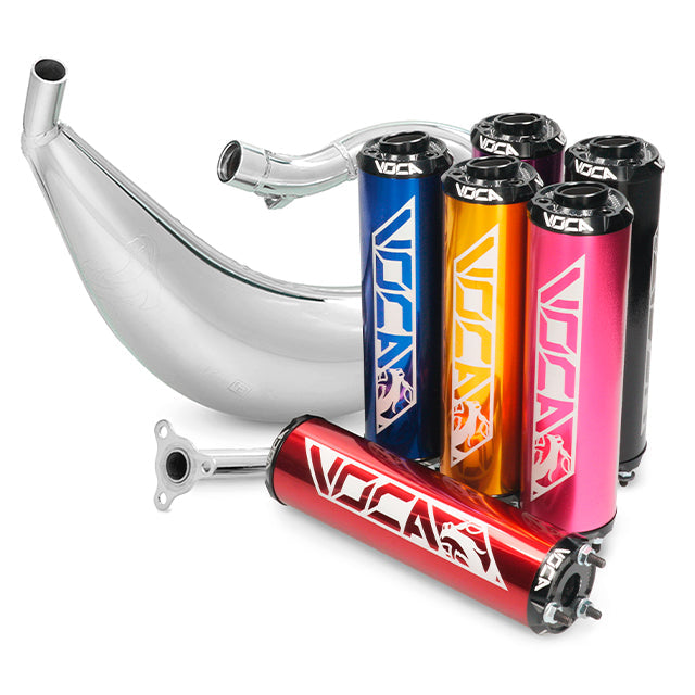 VOCA Cross Chromed uitlaat 50/70cc (CE) – Derbi Senda / DRD, Aprilia RX / SX